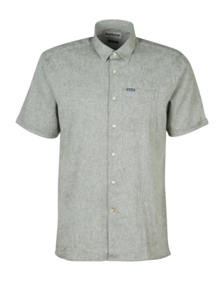 Blouse Barbour Men Nelson S/S Summer Fit Shirt Bleached Olive
