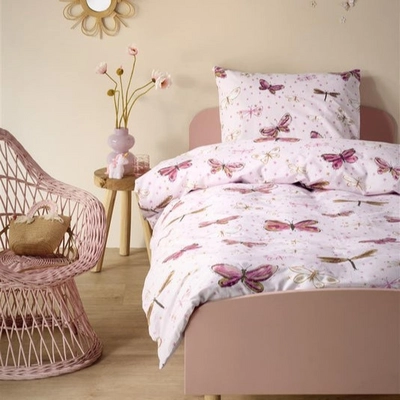 Dekbedovertrek Beddinghouse x Hanneke de Jager Butterfly Away Roze Katoen