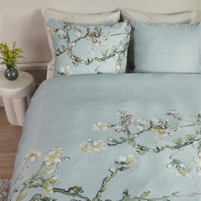 Dekbedovertrek Beddinghouse x Van Gogh Museum Blossom Blauw Grijs Satijn