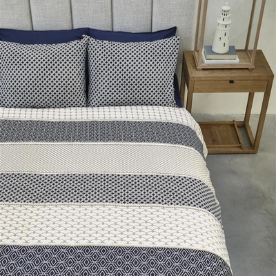 Dekbedovertrek Riviera Maison Ropes Marineblauw Katoen