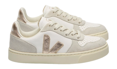 Veja Kids Small V-10 Laces Chromefree Leather Extra White Platine Natural