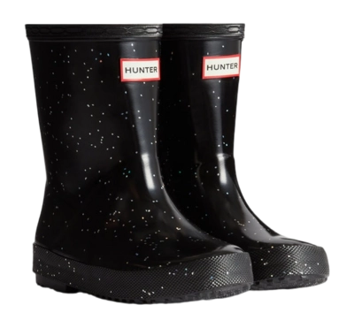 Wellies Hunter Kids First Giant Glitter Black