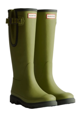 Wellies Hunter Women Downpour Adjustable Green Olive / Dark Olive