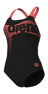 Badeanzug Arena W Wake Swimsuit Swim Pro Back Black-Calypso Damen Coral
