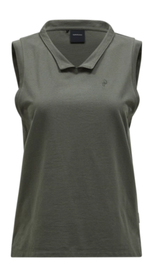 Polo Shirt Peak Performance Women Coolmax Sleeveless Top Pine Needle