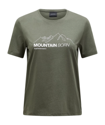T-Shirt Peak Performance Explore Graphic Tee Damen Pine Needle