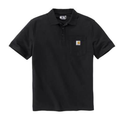 Polo Carhartt Homme Mi-épaisseur M/C Poche Noir