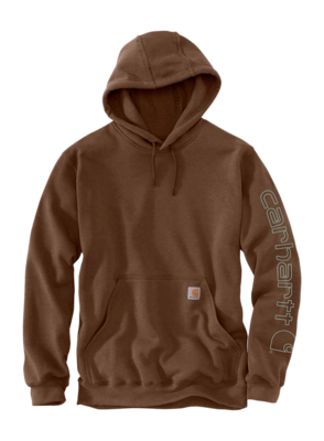 Hoodie Carhartt Men Sleeve Logo Hooded Sweatshirt Mocha Heather