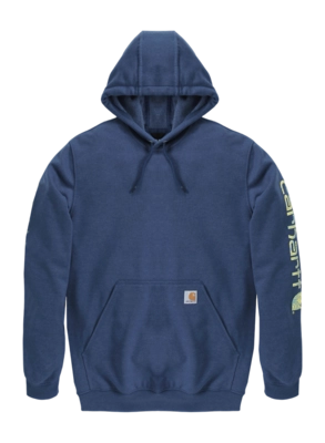 Hoodie Carhartt Men Sleeve Logo Hooded Sweatshirt Deep Ocean Heather