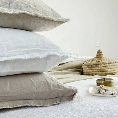Kussensloop Town&Country 100 % Linnen Chambray + Rafels