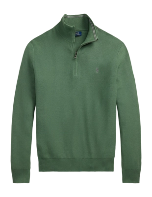 Pull Ralph Lauren Homme Maille Mesh Quart-Zip Fatigue
