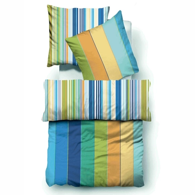Bettwäsche Biberna Stripe Blau Seersucker