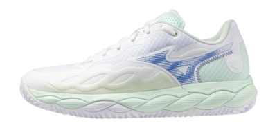 Tennis Shoes Mizuno Women Wave Enforce Court CC White Frontier Blue Bay