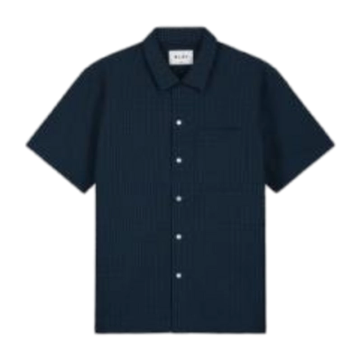 Chemise Olaf Hussein Homme Seersucker Stripe SS Bleu Marine