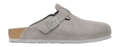 Sabots Birkenstock Femme Boston Suede Leather Stone Coin Narrow