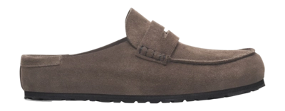 Klomp Birkenstock Women Naples Wrapped Suede Leather Concrete Gray Narrow
