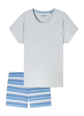 Pyjama Schiesser 181253 Casual Essentials Damen Light Blue