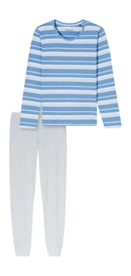 Pyjama Schiesser 181255 Casual Essentials Damen Light Blue