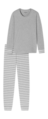 Pyjama Schiesser 181746 Casual Essentials Damen Silver Grey Melange
