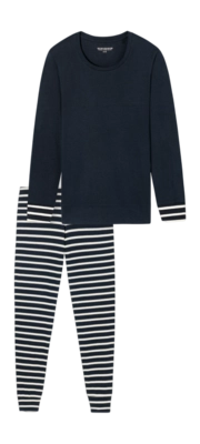Pyjama Schiesser 181746 Casual Essentials Damen Night Blue