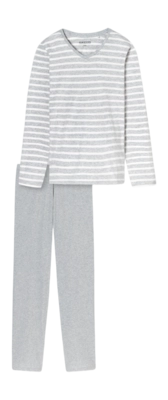Pyjama Schiesser 181756 Casual Essentials Damen Silver Grey Melange