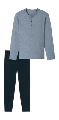 Pyjama Schiesser 182515 Casual Essentials Herren Night Blue