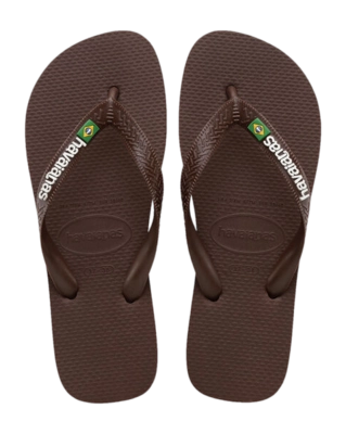 Slipper Havaianas Unisex Brasil Logo Dark Brown/White