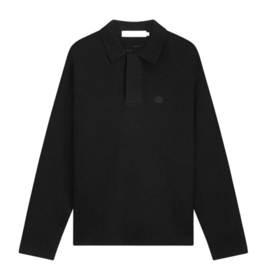 Poloshirt Filling Pieces Strick Bouclé Herren Black