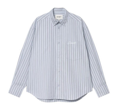 Shirt Carhartt WIP L/S Grimsby Damen Stripe Blue Fog