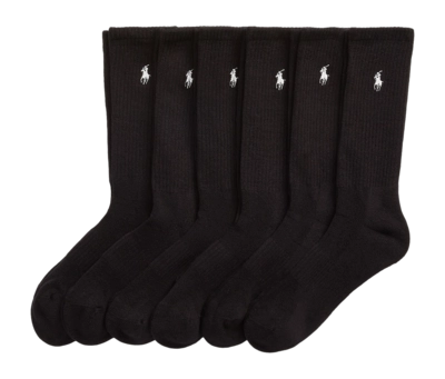 Socken Ralph Lauren Cotton Blend Crew 6 Pack Herren Black