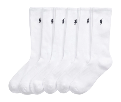 Socken Ralph Lauren Cotton Blend Crew 6 Pack Herren White