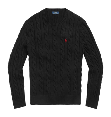 Pullover Ralph Lauren Cable Knit Cotton Sweater Herren Black