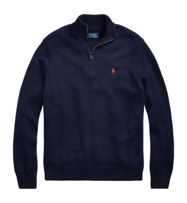 Pullover Ralph Lauren Cotton Quarter Zip Herren Hunter Navy