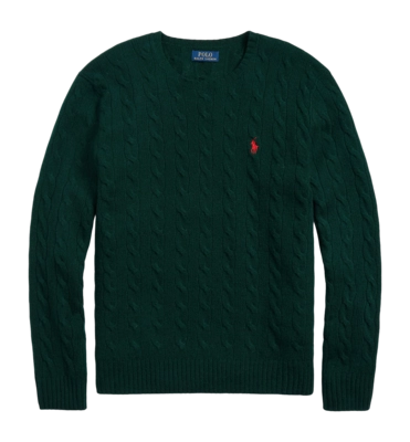 Pull Ralph Lauren Homme Cable Knit Wool Cashmere Moss Agate