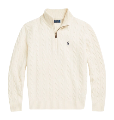 Pullover Ralph Lauren Cable Knit Wool Cashmere Quarter Zip Herren Andover Cream