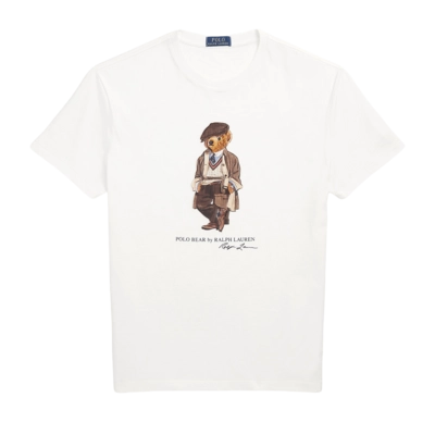 T-Shirt Ralph Lauren Polo Bear Jersey Deckwash Herren White Bear