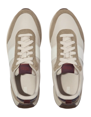 FitFlop Men F-Mode Flow Sneaker Leather Paris Beige/Chocolat