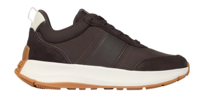FitFlop Women F-Mode Flow Sneaker Nylon Suede Mix Chocolate Brown/Cream