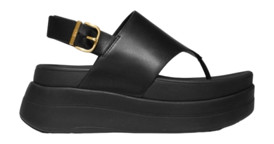 Sandaletten FitFlop F-Mode Stack Leather Back-Strap Toe-Post Sandals Black
