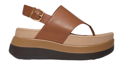 Sandales FitFlop Femme F-Mode Stack Leather Back-Strap Toe-Post Sandals Deep Tan
