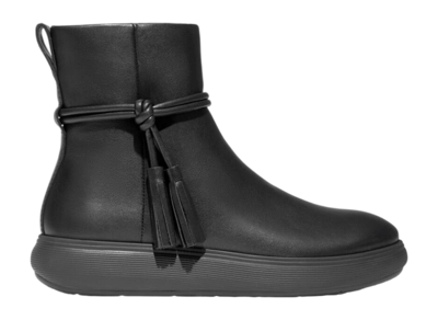 FitFlop Women IQ-Comff Tassel Leather Short Boots All Black
