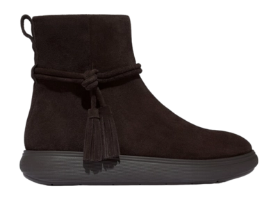 FitFlop Women IQ-Comff Tassel Suede Short Boots Chocolate Brown