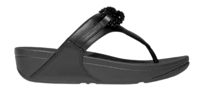 FitFlop Women Lulu Beaded-Chain Leather Toe-Post Sandals Black