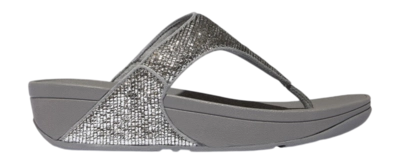 Sandales FitFlop Femme Lulu Crinkled-Shimmer Toe-Post Sandals Silvereen