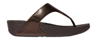 FitFlop Women Lulu Leather Toepost Metallic Chocolate Brown