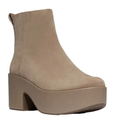 FitFlop Women Platfforms Suede Heeled Ankle Boots Taupe
