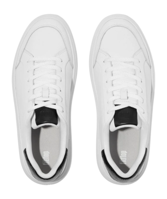 FitFlop Women RTG Sequin-Backtab Leather Sneakers Urban White/Black
