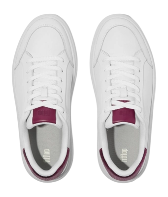 FitFlop Women RTG Sequin-Backtab Leather Sneakers Urban White/Ruby
