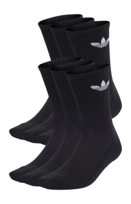 adidas Unisex Trefoil Cushion Black (6 pack)