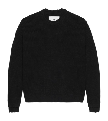 Crewneck New Amsterdam Surf Association Logo Knit Raw Edge Black White
